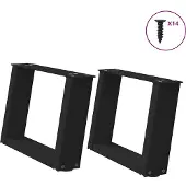 vidaXL Couchtischbeine U-Form 2 Stk. Schwarz 40x(30-31) cm Stahl