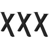 vidaXL Esstischbeine X-Form 3 Stk. Schwarz 90x(72-73) cm Stahl