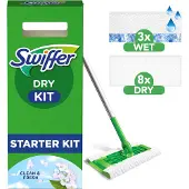 Swiffer Sweeper Starter Kit With 1 Mop 8 Dry & 3 Wet Floor Refill