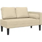 vidaXL Chaiselongue mit Kissen Creme Stoff