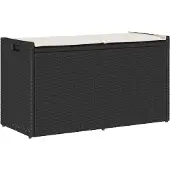 vidaXL Outdoor-Sitzbank mit Stauraum und Kissen Schwarz 100 cm