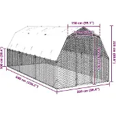 vidaXL Hühnerstall mit Dach 2,5x6x2,25 m Verzinkter Stahl