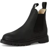 Tamaris Winterboots , Damen, Gr. 40, Warmfutter, schwarz, Elastischer Einsatz, Leder, unifarben, Schuhe Winterboots, Blockabsatz, Chelseaboots, Schlupfschuh, beidseitiger Stretcheinsatz
