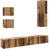 vidaXL 5-tlg. TV-Schrank-Set Wandmontage Altholz-Optik Holzwerkstoff