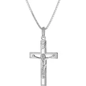Trendor 41402 Halskette mit Kruzifix Kreuz-Anhänger 925 Silber