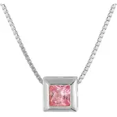 Trendor 51655-04 Damen-Kette 925 Silber mit Zirkonia-Anhänger Pink
