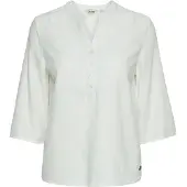 Oxmo Klassische Bluse "Bluse OXAnea", Damen, Gr. 44, weiß (sanftes weiß), Obermaterial: 55% Leinen LI. 45% Viskose CV., Blusen Klassische Bluse