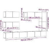 vidaXL 7-tlg. TV-Schrank-Set Wandmontage Artisan-Eiche Holzwerkstoff