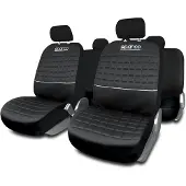 Sparco LAZIO Sitzschonbezug Sitzbezüge Set Vorne und Hinten Polyester Schwarz/Grau