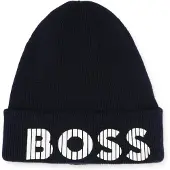 BOSS Kids-Strickmütze aus Baumwolle mit gummiertem Logo Grösse 54