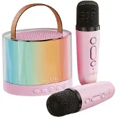 MaXlife , Bluetooth Karaoke Lautsprecher 5W mit 2 kabellosen Mikrofonen, Rosa