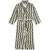 OAS Bademantel Forest Waver Long Robe Unisex Olive / Off-White-S/M