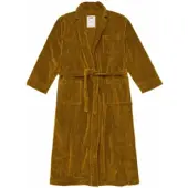 OAS Bademantel Santiago Striped Velours Long Robe Unisex Dark Mustard-S/M