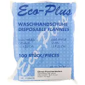 COVARMED Einmal Waschhandschuh Eco-Plus blau-weiß genäht 100 St Handschuhe