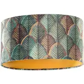 QAZQA Samtlampenschirm Blattdesign mit goldener Innenseite oval 35/23/18