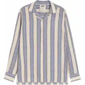 OAS Hemd Havana Viscose Long Sleeve Cream / Blue-L