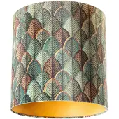 QAZQA Samtlampenschirm mit Blattdesign und goldener Innenseite 40/40/40
