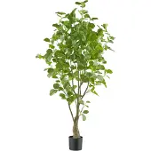 Creativ Green Kunstbaum "Eukalyptus", grün, H:130cm, Kunststoff, Kunstpflanzen, Kunstbaum, mit sehr naturgetreu gestalteten Blättern
