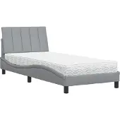 vidaXL Bett mit Matratze "Hanko" Hellgrau 90x190 cm Stoff
