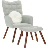 vidaXL Relaxsessel mit Hocker Hellgrau Samt