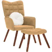 vidaXL Relaxsessel mit Hocker Braun Samt