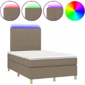 vidaXL Boxspringbett mit Matratze & LED Taupe 120x190 cm Stoff