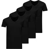 Jack & Jones JACK&JONES Herren T-Shirt, 4er Pack - JACBASIC V-NECK TEE, Kurzarm, einfarbig, Baumwolle