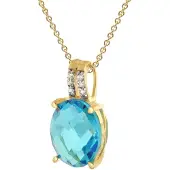 Trendor 68864 Damen-Kette 925 Silber Vergoldet Mit Synthetischem Blautopas