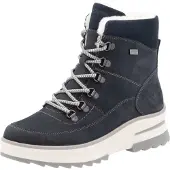 Remonte Damen Stiefelette warm gefüttert mit Wolle und Rauhleder D2B74, Größe:39 EU, Farbe:Blau