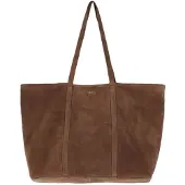 Manfield Taupefarbener Veloursleder-Shopper | Größe Onesize