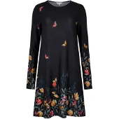 Apricot Strickkleid "Swing Dress" mit Blumendruck