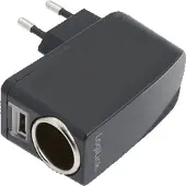 Logilink PA0046, Indoor, Zigarettenanzünder, USB, 5 V, Schwarz