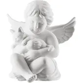 Rosenthal Engel mit Katze klein weiß matt 6,5 cm Engel 69054-000102-90517