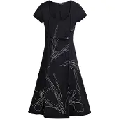 Desigual für Damen. 25SWVK03 Flower Silhouette Midikleid schwarz (L), Lässig, Baumwolle, Kurzarm