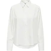 ONLY Hemdbluse "ONLBERIT LIFE L/S SHIRT WVN", Damen, Gr. XS, weiß (snow weiß), Web, Obermaterial: 100% Viskose, unifarben, regular fit Po-bedeckend, Manschette, Blusen Hemdbluse