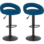 vidaXL Barhocker 2 Stk. Blau Samt