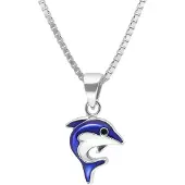 Trendor 41678 Kinder-Halskette Silber 925 Collier mit Delfin-Anhänger