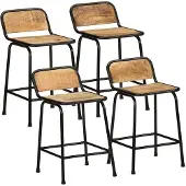 vidaXL Barhocker 4 Stk. 46x35,5x70 cm Raues Mango Massivholz