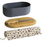 Pebbly Brotdose 4 in 1 Holz Blue Grey