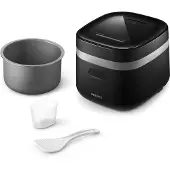 Philips Mini Reiskocher 3000 Serie, doppelter Temperatursensor, Dampfventil, On-Top Touchscreen, Schwarz (HD3091/80)