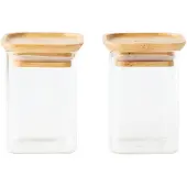 Pebbly Frischhaltegläser Quadrat mit Bambusdeckel 240 ml Transparent (2er-Set)