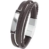 s.Oliver Leder ID-Armband für Herren, Edelstahl und Leder s.Oliver Braun