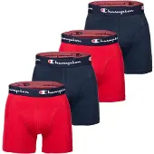 Champion Herren Boxershorts, 4er Pack - Baumwolle, Logobund, einfarbig