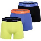 Happy Shorts Herren Boxer Shorts, 3er Pack - Retro Jersey, Logobund
