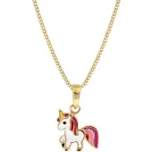 Trendor 68433 Kinder-Anhänger Gold 333 Einhorn mit goldplattierter Silberkette