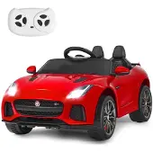 Costway Jaguar 12V Elektro Kinderauto mit Geschichten & Musik & Hupe & Scheinwerfer, Kinderfahrzeug mit 2,4G Fernbedienung, Elektroauto 3-5km/h für Kinder ab 3 Jahren (Marine)