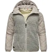 Ragwear Outdoorjacke "Leeloo" mit Kapuze Damen Übergangsjacke aus Teddyfleece mit gesteppten Ärmeln