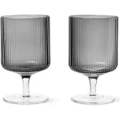 Ferm Living Weinglas Ripple Smoked Grey 270 ml (2er-Set)