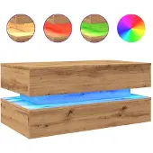 vidaXL Couchtisch mit LED-Leuchten Artisan-Eiche 90x50x40 cm
