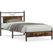 vidaXL Bettgestell ohne Matratze Räuchereiche 100x190 cm Holzwerkstoff